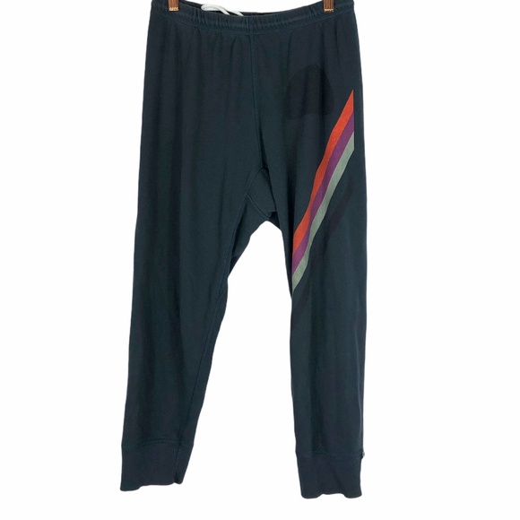 Free People Pants - FREECITY Deep Blue Striped Sweatpants Joggers FLAW